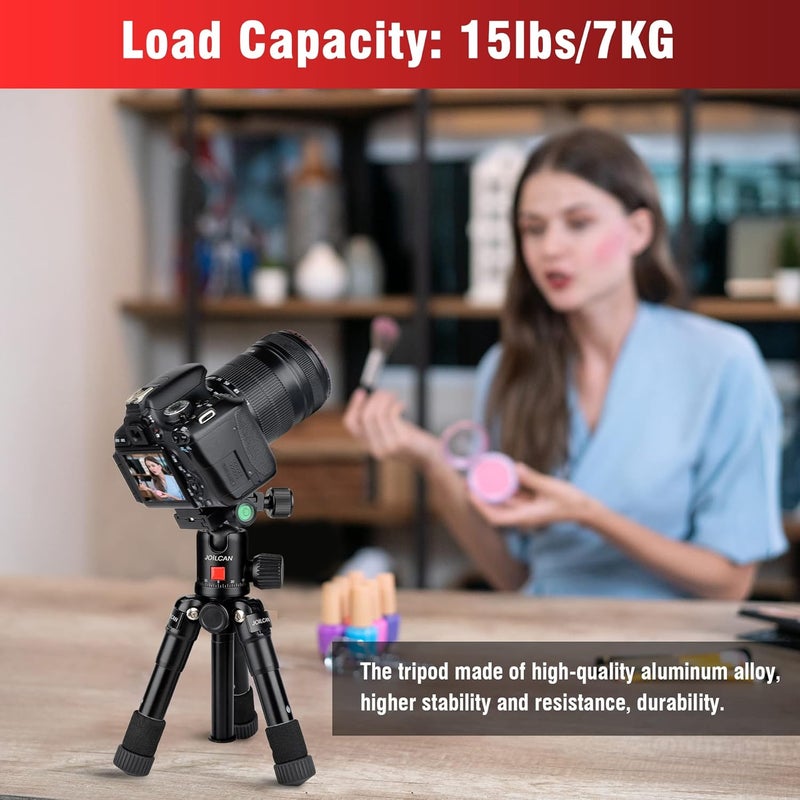 JOILCAN Mini Tripod for Camera, 21" Aluminum Desktop Tripod with 360° Ball Head, Portable Travel Tripods for DSLR Phone Projector, Load up to 15lb - Image 2